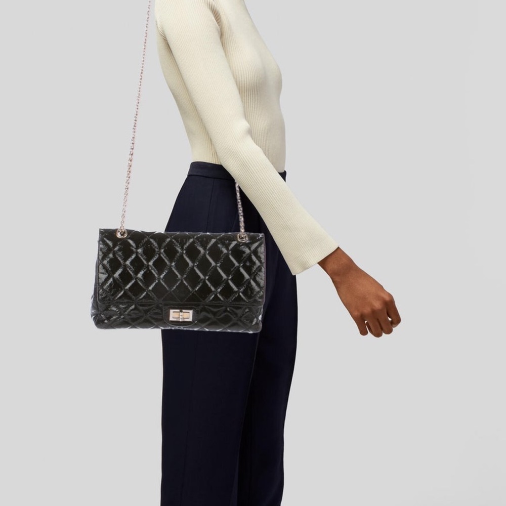 Chanel Reissue double flap black patent bag